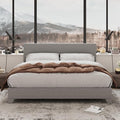 Allewie Full Size Bed Frame with Adjustable Headboard, Upholstered Platform Bed with Wood Slats, Heavy Duty Mattress Foundation, No Box Spring Needed, Noise-Free, Easy Assembly, Light Grey