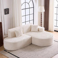 Modern Curved Boneless Sofa Couch, L-Shaped Corner Sofa, Corduroy Upholstered Cloud Sectional Couch for Living Room, Bedroom and Apartment,No Assembly Needed(Beige, Right Hand Facing)