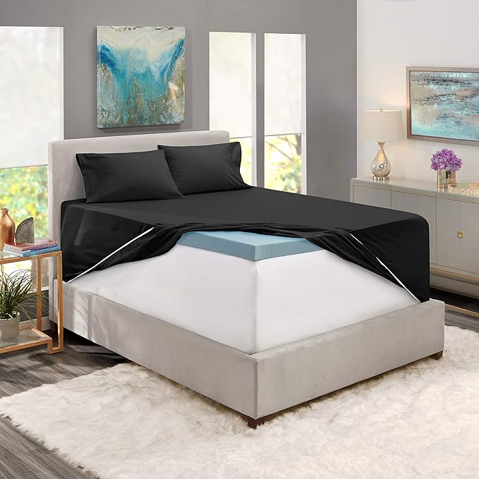 Hearth & Harbor Extra Deep Pocket Sheets - Fits Mattress 18-24 Inches Deep - Extra Deep Pocket California King Size - 6 Piece Cal King Sheets - Cal King, Black