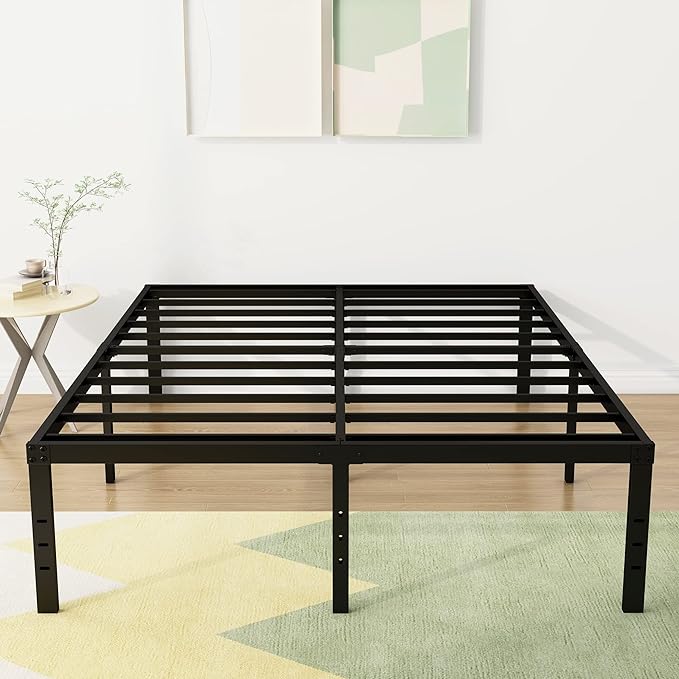 DiaOutro 18 Inch Full Size Bed Frame Heavy Duty Metal Platform No Box Spring Needed, Maximum Storage, Easy Assembly, Noise Free, Black