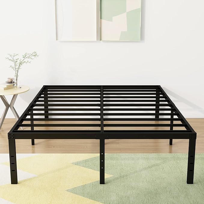 DiaOutro 18 Inch California King Bed Frames Heavy Duty Metal Platform No Box Spring Needed, Maximum Storage, Easy to Assembly, Noise Free, Black