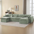 155''Cloud Boneless Sectional Couch, Modular Sectional Sofa Deep Seat with 2 Ottomans, Oversized Upholstered Convertible Comfy 6 Seater Chenille Sofa U Shape Couches for Living Room, Green