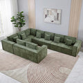 167'' Boneless Chenille U Shaped Couch, Oversized Modular Sectional 9 Seater Sofa, Modern Deep Seat Corner Cloud Compressed Couch, No Assembly Sleeper Sofa with Chaise for Living Room, Green