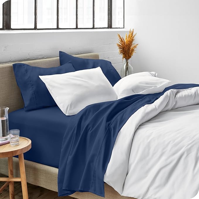 Bare Home Twin Sheet Set - 1800 Ultra-Soft Microfiber Twin Bed Sheets - Double Brushed - Deep Pockets - Easy Fit - 3 Piece Set - Bedding Sheets & Pillowcases (Twin, Dark Blue)