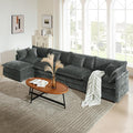mikibama Modular Sectional Sofa, 146.5 Inch L Shaped Couch Set for Living Room, 4-Seater Comfy Cloud Couches with Movable Ottoman, DIY Combination, Chenille, Grey