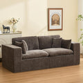 83''Cloud Boneless Modular Sectional Sofa, Deep Seat Sectional Couch, Upholstered Convertible Comfy Memory Foam Sofa Loveseat Chenille Memory Foam Couches for Living Room, Brown