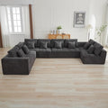 170''Modular Sectional Couches for Living Room, Cloud Boneless Compressed Sectional Sofa, Oversized U Shaped 8 Seater Upholstered Memory Foam Sofa, No Assembly, Chenille Grey