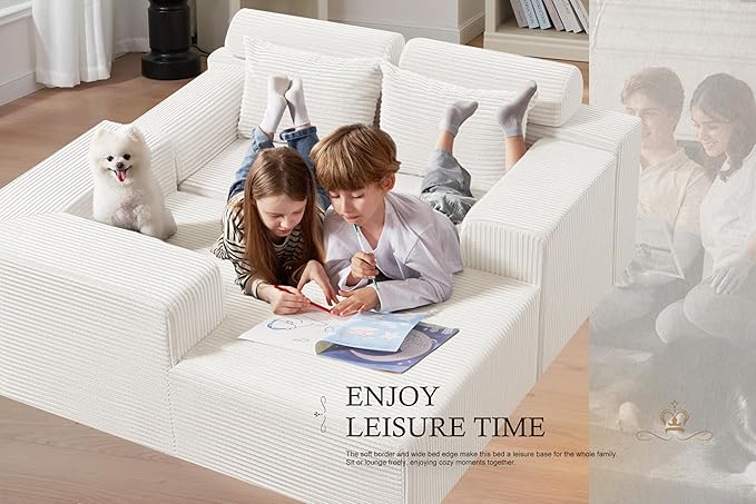 HABUTWAY Sectional Couches for Living Room,No Assembly L Shaped Couch 105" Modular Sectional Sofa Couch with Deep Seat,Cloud Couches Furniture Sets for Apartment,Corduroy (Beige, Left Facing)