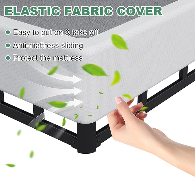 Lutown-Teen 9 Inch Split California King Box Spring Bed Base, 3500lbs Heavy Duty Metal High Profile Cal King Box Spring Mattress Foundation with Fabric Cover, Noise-Free, Non Slip, Easy Assembly