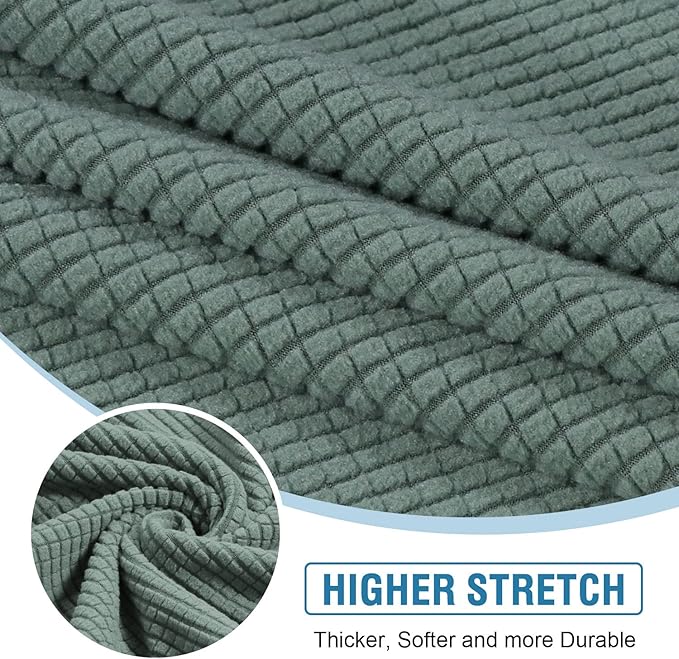 H.VERSAILTEX Sectional Couch Covers 4 Pieces Sofa Seat Cushion Covers L Shape Separate Cushion Couch Chaise Cover for Both Left/Right Sectional Couch (Seat Only: 1 Chaise + 3 Sofa, Sage)