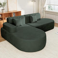 MELLCOM Modern Curved Boneless Sofa Couch, L-Shaped Corner Sofa, No Assembly Needed, Chenille Upholstered Cloud Sectional Couch for Living Room, Bedroom and Apartment (Green, Left Hand Facing)