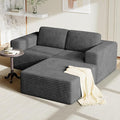Vesgantti 80" Modular Sectional Sofa, Corduroy Cloud Couch with Deep Seats & Spring Support, Compact 2 Seater Boneless Couch, L-Shaped Modular Sofa for Small Spaces, Apartments, No Assembly, Grey