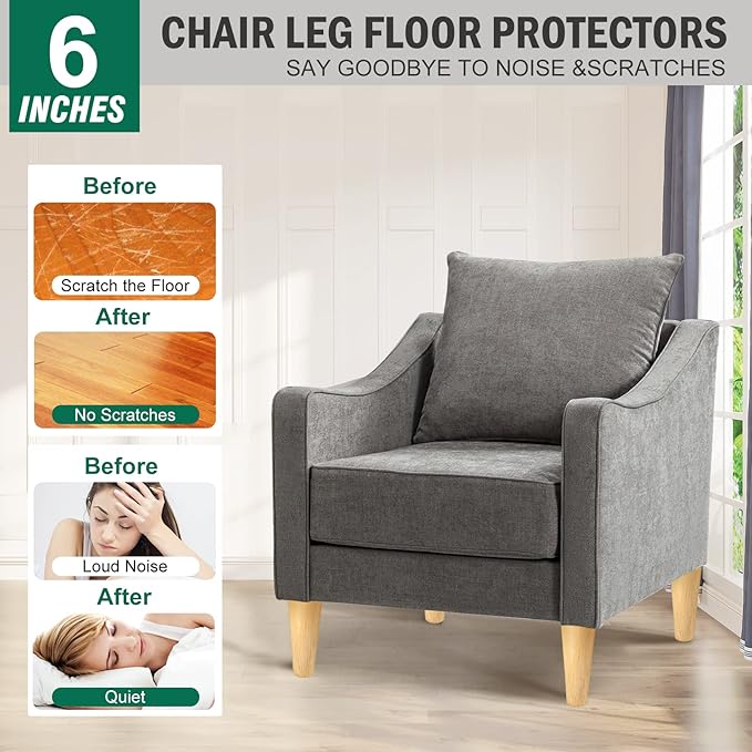 FoDau770 Rubber Wood Furniture Legs 6 Inches, Straight Tapered Wood Feet Mid Century Sofa Legs Set of 4, 5/16" UNC Furniture Feet Replacement Parts for Cabinet Couch Dresser Chair Ottoman Table