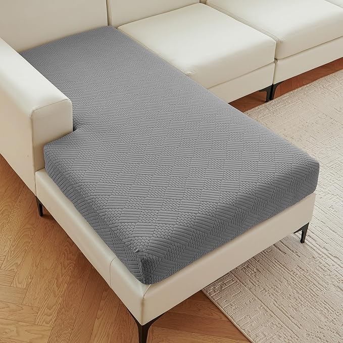 Deep Dream Sectional Couch Covers, 1 Piece Chaise Lounge Slipcover L Shape for Sectional Sofa, Separate Couch Cushion Chaise Cover for Both Left/Right Sectional Couch (1 Piece Chaise Cover, Dark Grey)