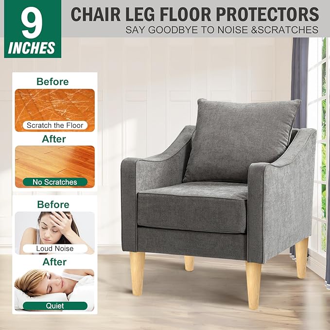 FoDau770 Rubber Wood Furniture Legs 9 Inches, Straight Tapered Wood Feet Mid Century Sofa Legs Set of 4, 5/16" UNC Furniture Feet Replacement Parts for Cabinet Couch Dresser Chair Ottoman Table