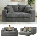 3-in-1 Convertible Sofa Bed: Boneless Loveseat Sleeper & Folding Couch Bed with 4 Pillows & Detachable Cushion, Furry Futon Couch for Bedroom, Apartment, Office and Living Room, No Assembly, Grey