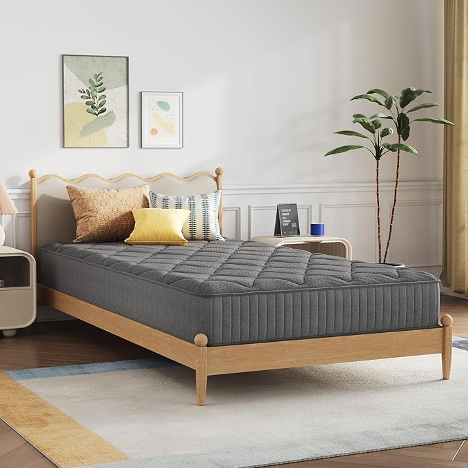 Novilla 6 Inch Queen Hybrid Mattress with Gel Memory Foam & Bonnell Coil for Cooling Night Relief & Comfortable Rest Mattresses in a Box CertiPUR-US Certified