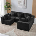 108'' Boneless Chenille U Shaped Couch, Oversized Modular Sectional 5 Seater Sofa, Modern Deep Seat Corner Cloud Compressed Couch, No Assembly Sleeper Sofa with Chaise for Living Room, Black