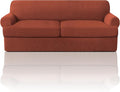 PrinceDeco T Cushion Sofa Slipcover 3 Pieces Sofa Covers for T Cushion Couch Soft Couch Covers Sofa Slip Cover Furniture Covers with 2 Individual T Shape Seat Covers (70"-88") Washable,Rust
