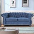LEVNARY Velvet Sofa, Chesterfield Tufted Upholstered 2 Seater Couch, Modern Loveseat Couch Classic Furniture for Living Room Bedroom (Blue)