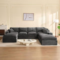 106.3” Sectional Couches for Living Room, Cloud Couch, Modular Sectional Sofa, Convertible Sofas Bed, Deep Seat Sofa, U Shaped Cozy Sofa Furniture Set, Corduroy, Grey