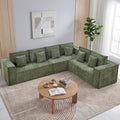 138'' Boneless Chenille L Shaped Couch, Oversized Modular Sectional 6 Seater Sofa, Modern Deep Seat Corner Cloud Compressed Couch, No Assembly Sleeper Sofa with Chaise for Living Room, Green