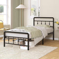 Richwanone 14 inch Twin Bed Frame with Headboard and Footboard, Heavy Duty Metal Bed Frame Victorian Style, No Box Spring Needed, Easy Assembly, Black