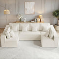 138'' Boneless Chenille Cloud Sectional Sofa, Oversized 6-Seater U-Shaped Modular Couch with Chaise, Extra Deep Seat Sleeper Sofa, No Assembly Compressed Sofa, Beige
