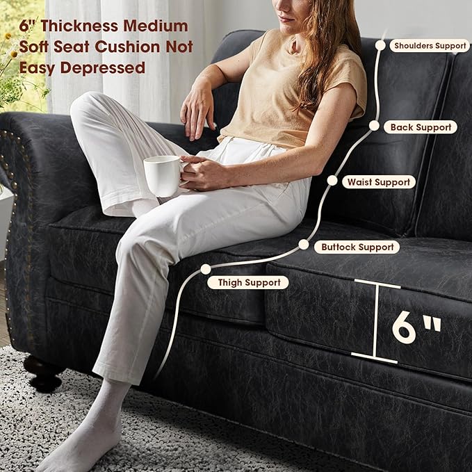 Living Room Furniture Sets,Sofa Sets and Couch Sets for Living Room,Mid-Century Vintage Sofa Couches with Rivet Design (Grey, 2 Single+3 Seater)