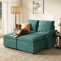 LINSY HOME Modular Sofa Chaise Lounge, 65" Cloud Sofa Bed Lounge with Armrests, Chenille Sleeper Sofa for Living Room, Apartment, Home Theater, Green