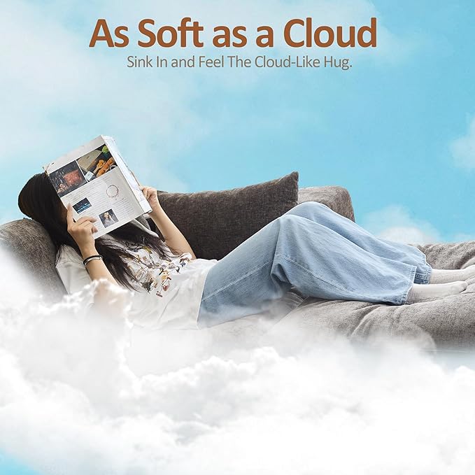 33.5'' Cloud Ottoman for Modular Sofa, Comfy Chenille Upholstered Footrest with Memory Foam, Fully Compressed Packaging, Oversized Ottoman Bench for Living Room or Small Space, Blue