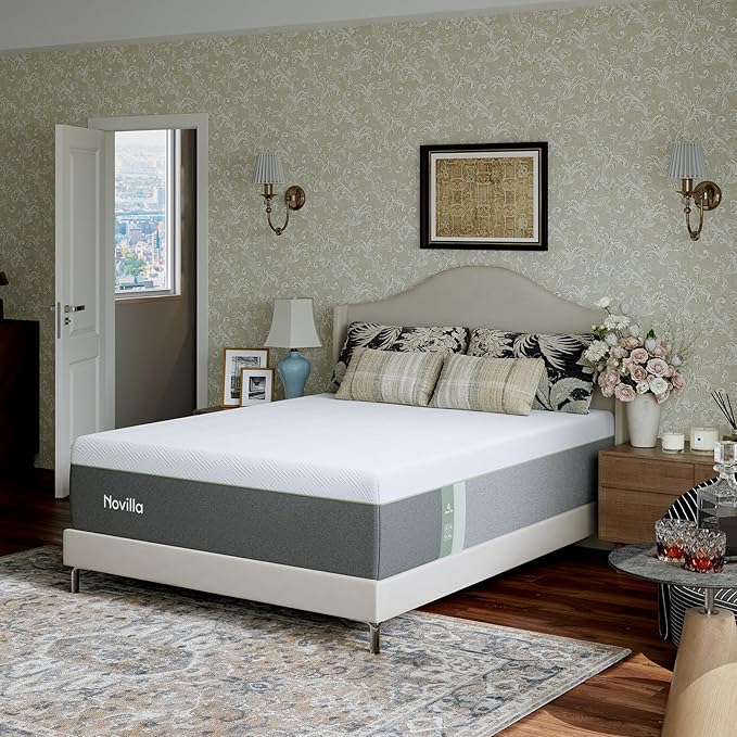 Novilla Bliss Green Tea Twin Mattress, 12 Inch Gel Twin Memory Foam Mattress in a Box for Hot Sleepers with Nylon Cover, Cool Night Sleep & Back Pain Relief & Motion Isolating with Certified Foams
