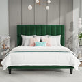 SHA CERLIN Full Bed Frame/Velvet Upholstered Platform Bed Frame with Headboard/Strong Wood Slats Support/Mattress Foundation/No Box Spring Needed - Green