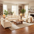 YOUDENOVA Sofa, 3 Piece Set Comfy Sofa, 2 Loveseat & 3 Seater Couch with Deep Seats for Living Room, Modern Sleeper Couch, Beige Chenille