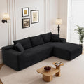 95" L Shaped Boneless Sectional Couches, Wide Armrest, Deep Seat, Memory Foam, Assembly Free, Modern Comfy Corduroy Fluffy Cloud Sofa with Right Chaise for Living Room, Small Spaces, Black