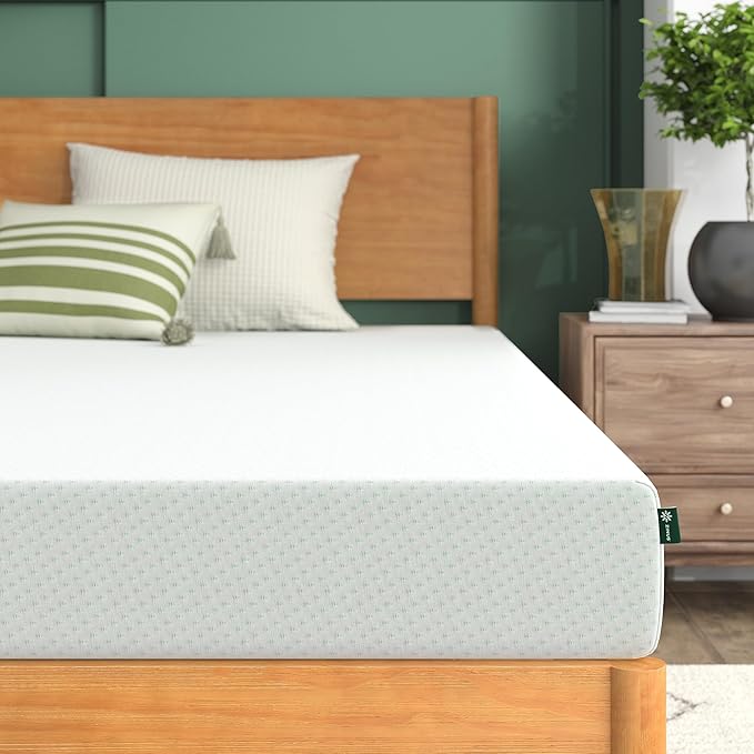 Zinus 6 Inch Green Tea Memory Foam Mattress, Full, Fiberglass Free, Patented Custom Contour Support, Sturdy Base Foam, CertiPUR-US Certified, Mattress in A Box, White