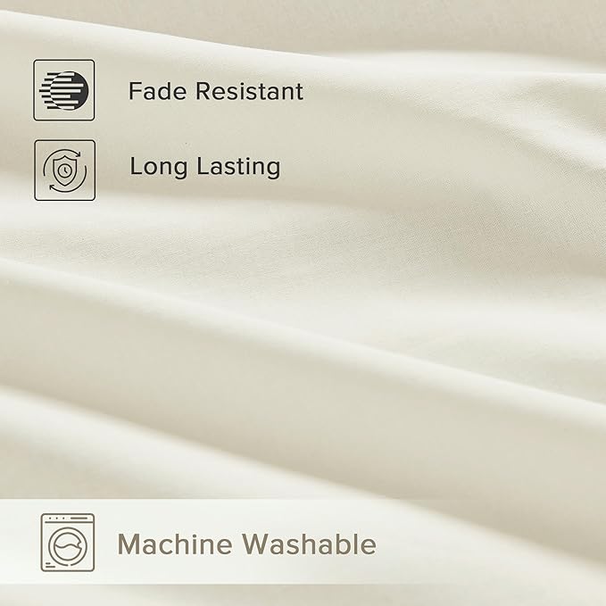 Comfort Spaces 100% Cotton Sheets Cal King, Breathable & Soft Cotton Sheets, Naturally Cool Cotton Bed Sheets with 14" Elastic Pocket Fits up to 16" Mattress, All Season Sheet Set, Ivory 4 Piece
