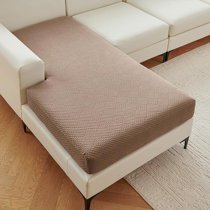 Deep Dream Sectional Couch Covers, 1 Piece Chaise Lounge Slipcover L Shape for Sectional Sofa, Separate Couch Cushion Chaise Cover for Both Left/Right Sectional Couch (1 Piece Chaise Cover, Brown)