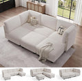 Modular Sectional Sofa with Adjustable Backrest, Convertible L/U-Shaped Sleeper Couch for Living Room, Cloud Sofa Bed Modern Reversible Design, Beige