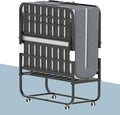 Folding Bed, 74.4"x38" Portable Beds for Adults, Heavy Duty Sturdy Metal Frame, Foldable Bed on Wheels for Twin Size, Space Saving Rollaway Bed for Guest Easy Storage