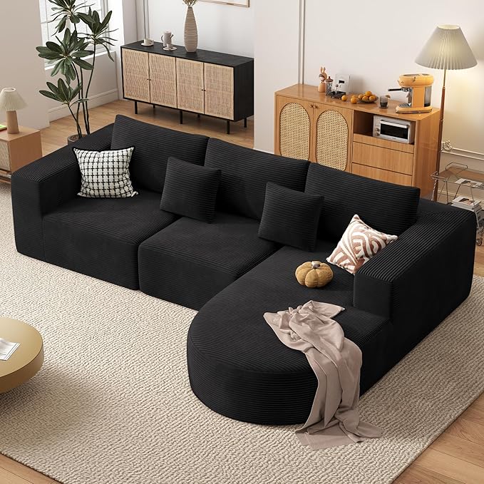 Boneless Couches for Living Room,Cloud Sectional Couch with L-Shape Chaise,Modern Modular Sofa with Deep Seat Upholstered Comfy Couches for Bedroom,No Assembly Required,1PCS