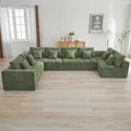 170''Modular Sectional Couches for Living Room, Cloud Boneless Compressed Sectional Sofa, Oversized U Shaped 8 Seater Upholstered Memory Foam Sofa, No Assembly, Chenille Green