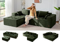 MAXYOYO Modular Sectional Sofa Couch, L Shaped Boneless Cloud Couch with Flexible Ottoman, Chenille Upholstered Living Room Sleeper Sofa Chair for Living Room, No Assembly Required, Dark Green