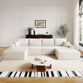 136" Sectional Couches for Living Room Cloud Couch Sofa with L-Shape Upholstered Boneless Couchs Modern Modular Sectional Couch with Chaise (White, 136" Left Facing Chaise+3Seaters+Ottoman)