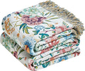 LUTBM Boho Throw Blanket for Bed Cotton Spring Blankets for Bedroom Living Room Twin All Season Lightweight Floral Embroidery Quilt for Couch Sofa Chair 60"x80"