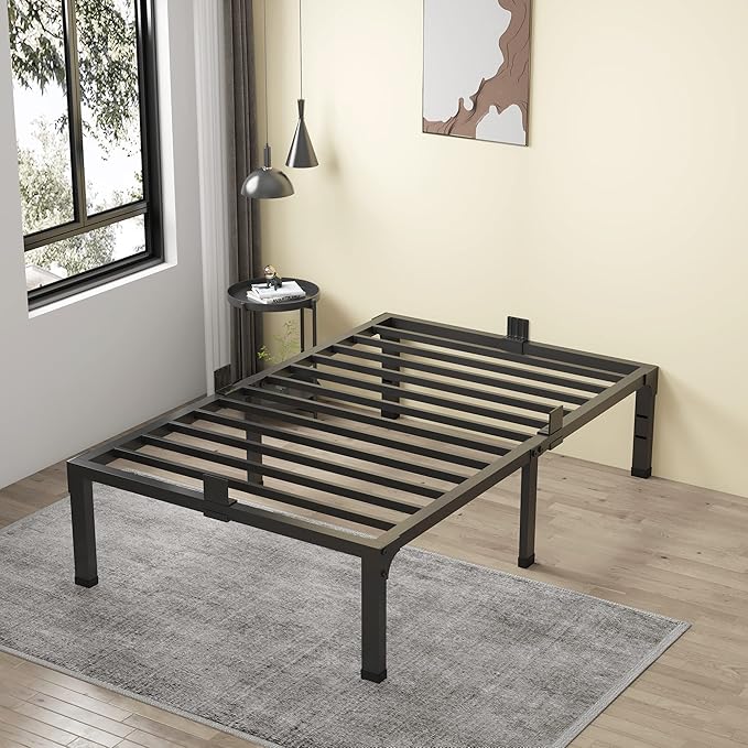 MAF 12 Inch Twin Bed Frames with Mattress Slide Stopper Black Heavy Duty Metal Platform Bed Frame Steel Slat Support, No Box Spring Needed, Noise Free, Easy Assembly