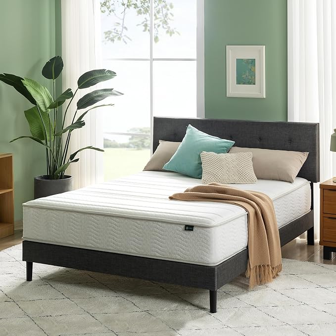 Zinus 10 Inch Foam and Spring Hybrid Mattress [New Version], Queen, Fiberglass Free, Medium Firmness, Durable Support, Certified Safe Foams & Fabric, Mattress in A Box