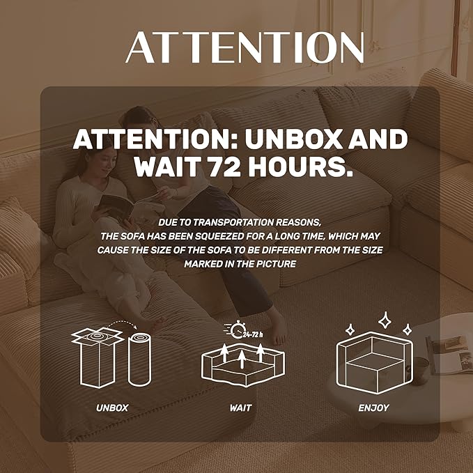 137.8” Sectional Couches for Living Room, Set of Cloud Couch, Modular Sectional Sofa, Convertible Sofas Bed, Deep Seat Sofa, U Shaped Cozy Sofa Furniture Set, Corduroy, Camel