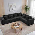 138'' Boneless Chenille L Shaped Couch, Oversized Modular Sectional 6 Seater Sofa, Modern Deep Seat Corner Cloud Compressed Couch, No Assembly Sleeper Sofa with Chaise for Living Room, Black
