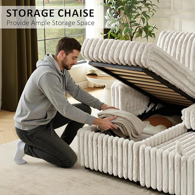 Sleeper Sofa Bed, 81” Pull Out Couch Bed, 3 in 1 L-Shaped Couch with Charging Station, Cup Holder, Side Pocket, Couches for Living Room(Plush Beige)
